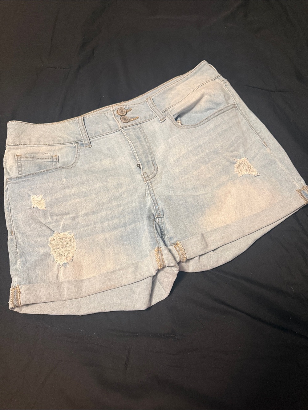 SO Light Blue Distressed Cuffed Denim Shorts